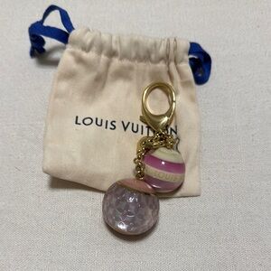 Louis Vuitton Pink and Gold Charm Keychain